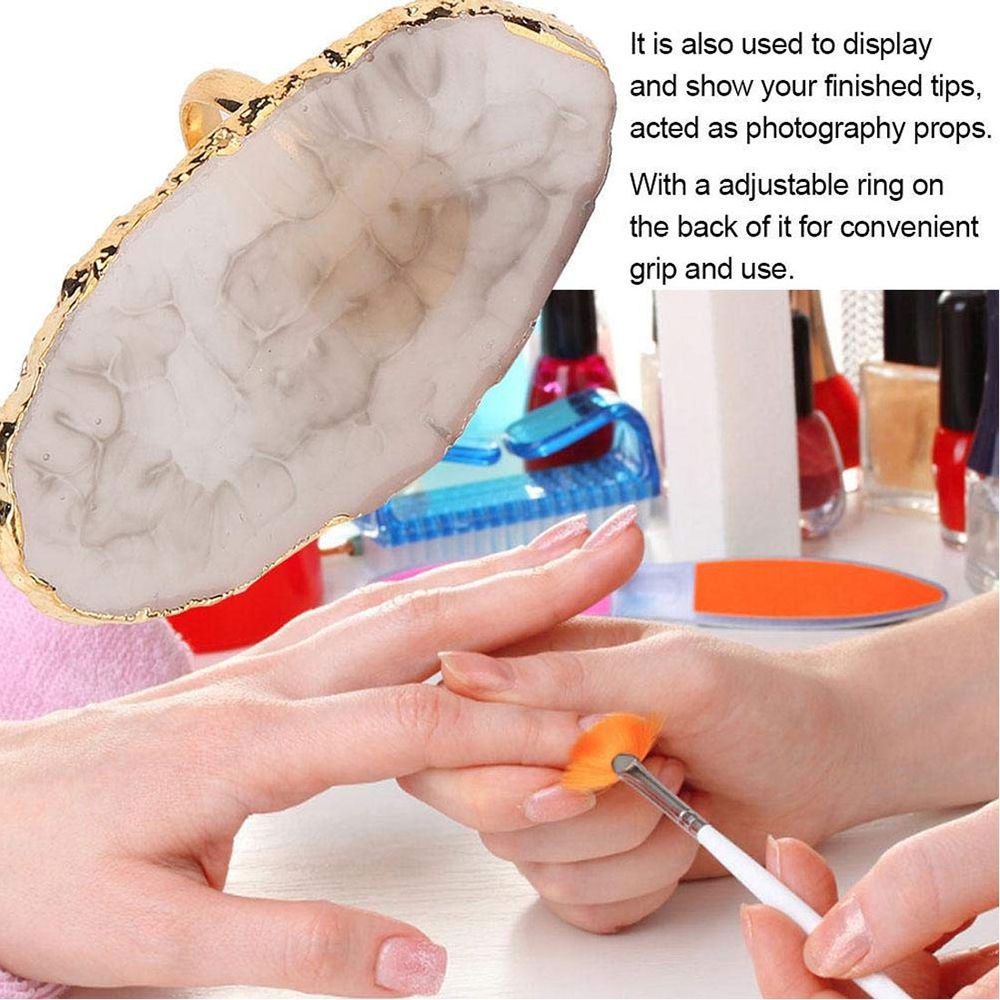 [Hàng mới về] Bảng pha màu sơn móng/ đựng keo nối mi dạng nhẫn đeo ngón tay nhiều màu tùy chọn