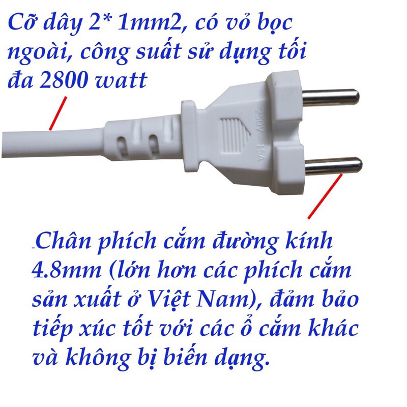 Ổ Cắm Điện Quang 4 lỗ đa năng, 4 công tắc riêng, chống giật, nắp che an toàn, chịu tải dây 2m/5m, ĐQ ESK 740SL