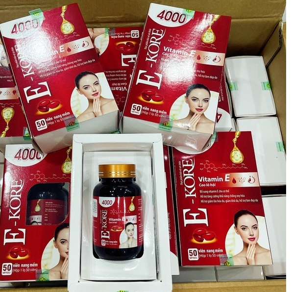 E kore 4000 E đỏ bổ sung Vitamin E chiết xuất từ lô hội chống oxy hóa, chống lão hóa da, bổ sung vitamin e,sáng da t