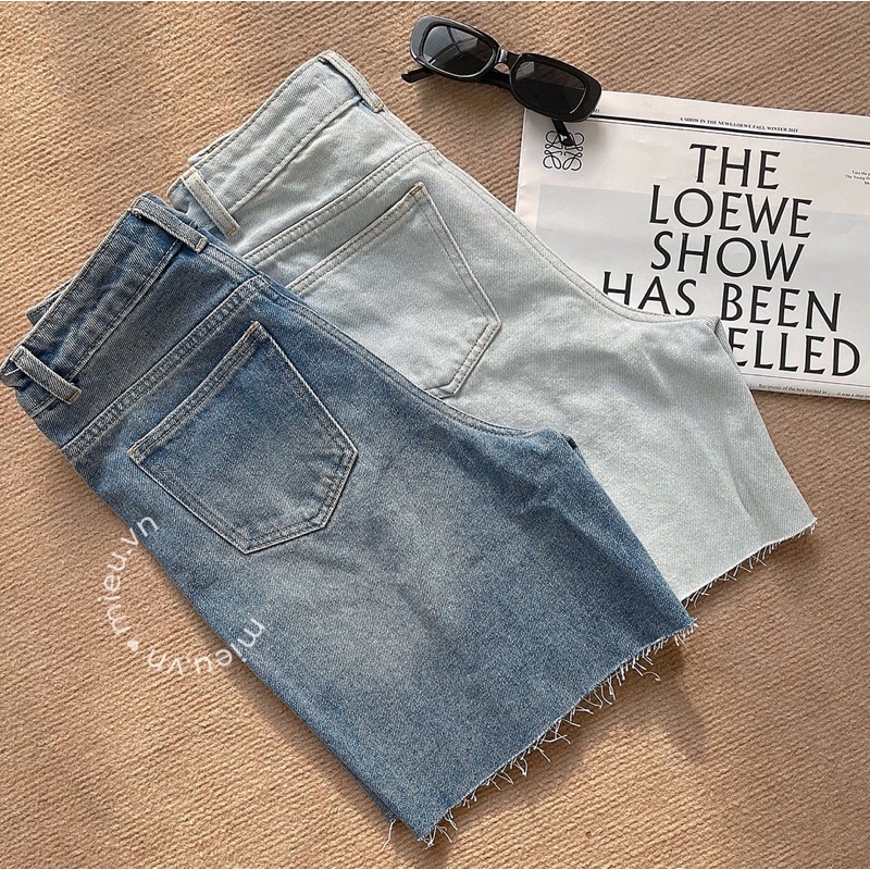 Quần short nữ jean cắt lai dáng lửng mùa hè phong cách trẻ trung năng động MIEU - JM19