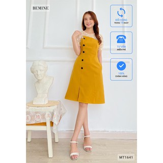 Đầm đính nút lệch phối cổ BEMINE MT1641VANG