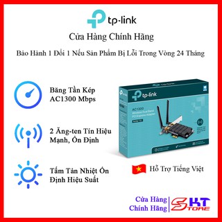 Card Mạng Thu Sóng Wifi PCI Express Tp-Link Archer T6E Băng Tần Kép Chuẩn AC Tốc Độ 1300Mbps - Hàng Chính Hãng