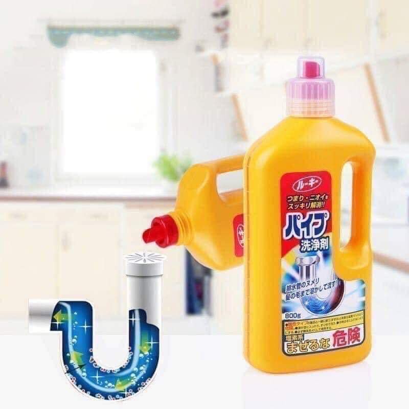 Chai Dung dịch thông cống,  thông cống ĐƯỜNG ỐNG THOÁT NƯỚC ROCKET Nhật Bản 800g ( màu vàng)