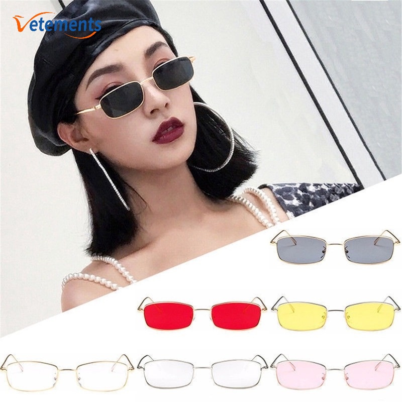 Kính Mát Gọng Vuông Kim Loại Nhiều Màu Sắc Phong Cách Retro