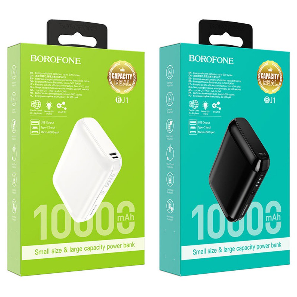 [Chính hãng BH 1 đổi 1] Pin sạc dự phòng siêu nhỏ BOROFONE BJ1 10000mAh 1 cổng sạc nhanh, 2 cổng vào MicroUSB/USB-C