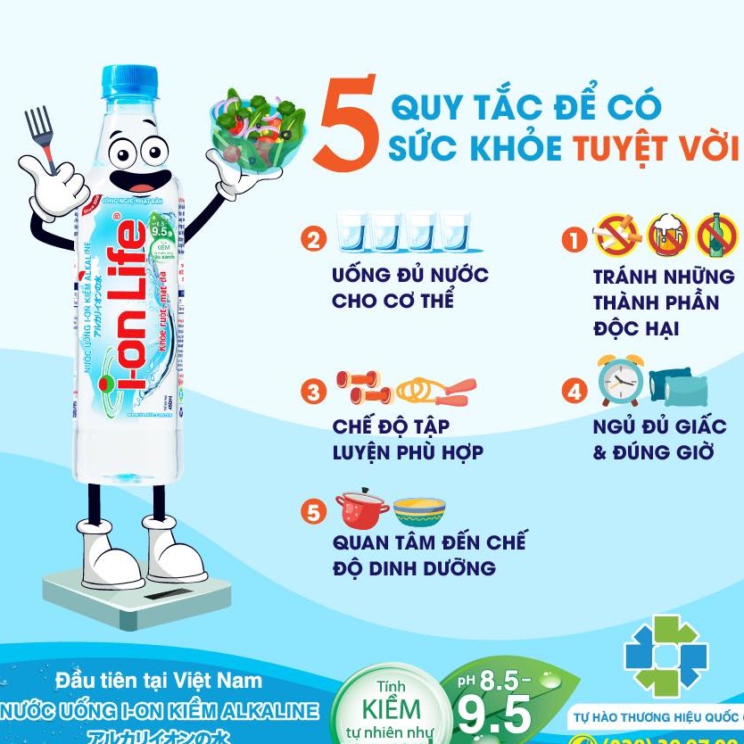 Thùng 24 Chai Nước Uống I-On Kiềm Akaline I-On Life 450ml/Chai - Nước Uống Kiềm Cao Cấp