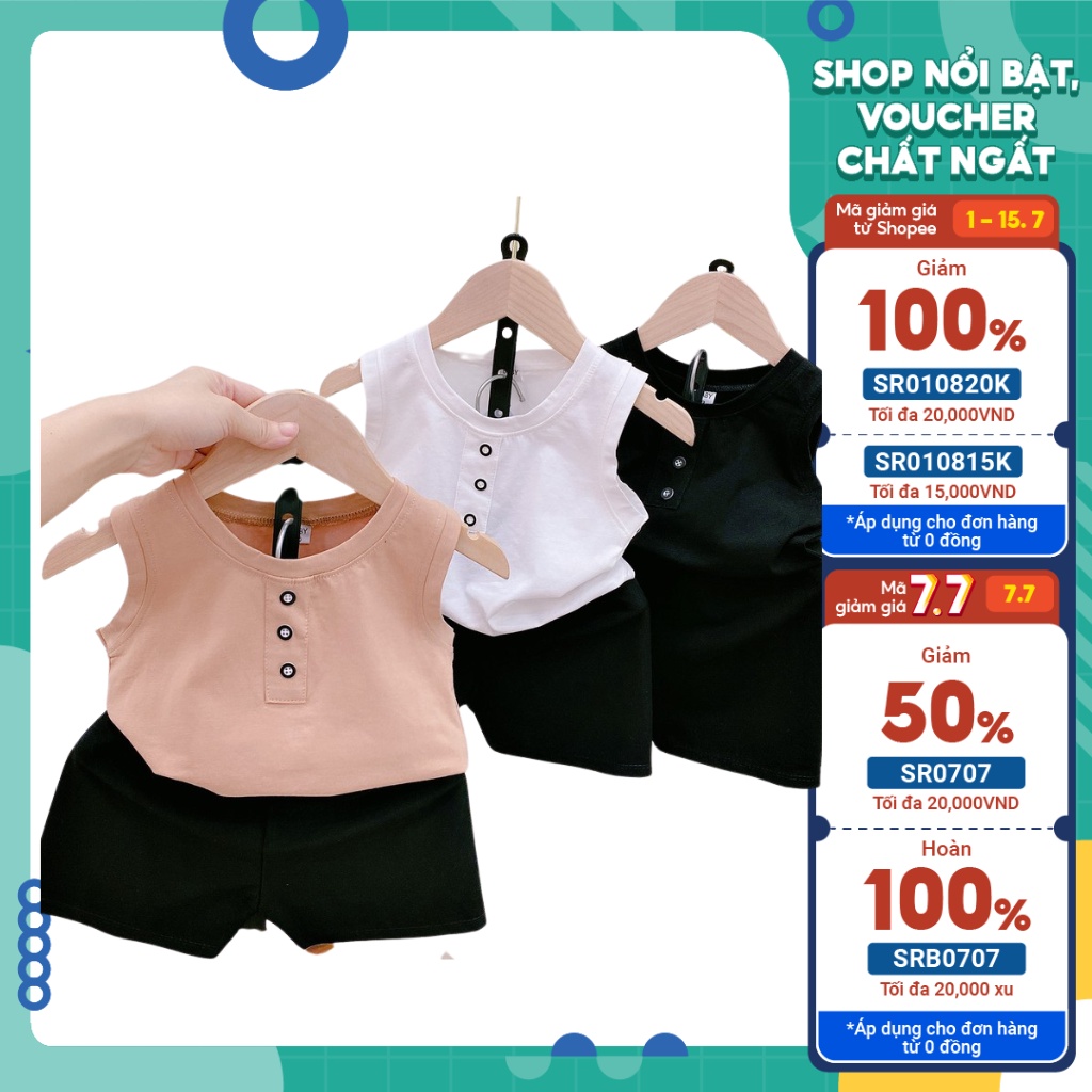 Áo ba lỗ cho bé trai xuất xịn, bộ ba lỗ cúc mát mẻ,thoải mái cho bé từ 1-5 tuổi Tiny Kids