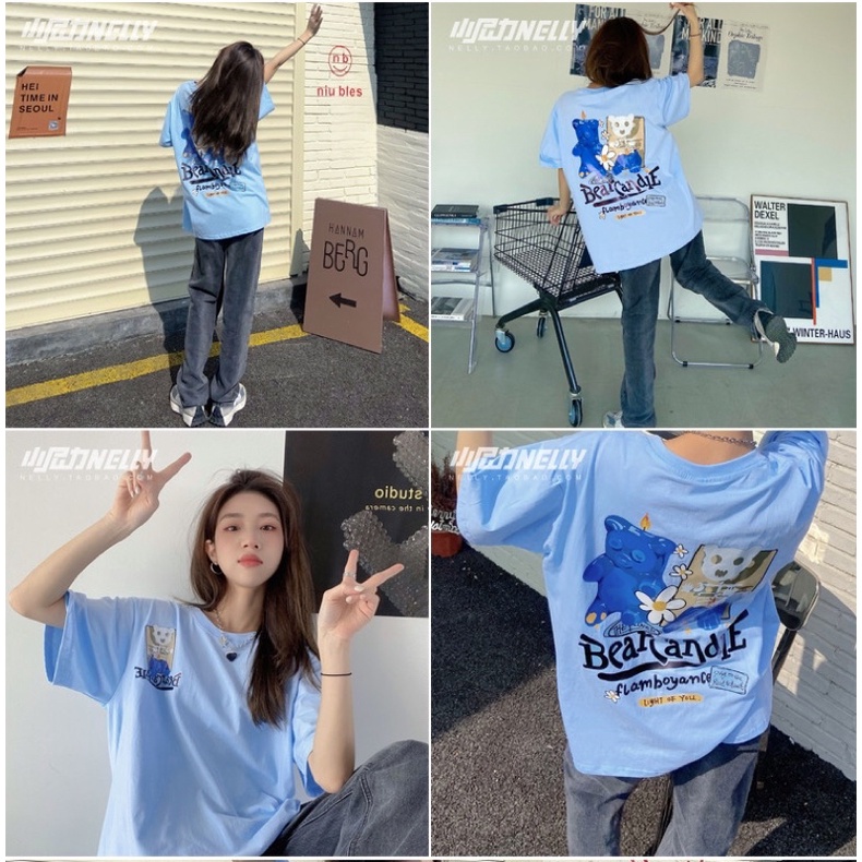 Áo thun NELLY, chính hãng, sẵn hàng, dáng Unisex hình in BearCandie CHÒN CLOTHING