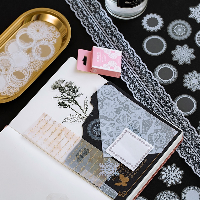 50 Hình dán ren trang trí sổ nhật ký phong cách Aesthetic dễ thương