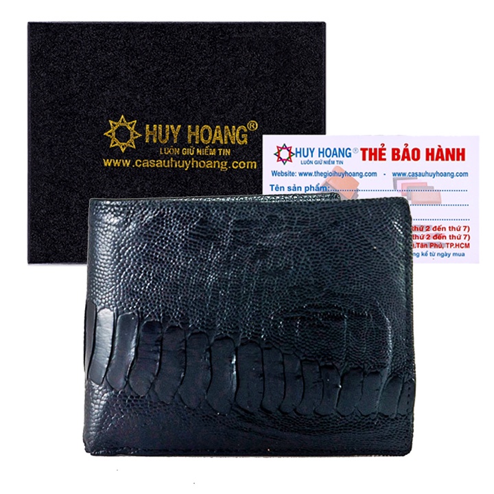 Bóp nam da đà điểu Huy Hoàng da chân màu đen HP2402