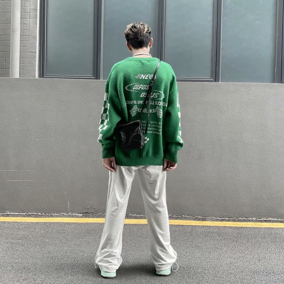 Áo Sweater Nam Tay Dài Cổ Tròn Dáng Rộng Họa Tiết Sọc Caro Phong Cách Retro Hàn Quốc Cao Cấp Cho Nam Bigsize Fashion Unisex  Áo Dài Tay Simple Áo Len Nỉ Nữ