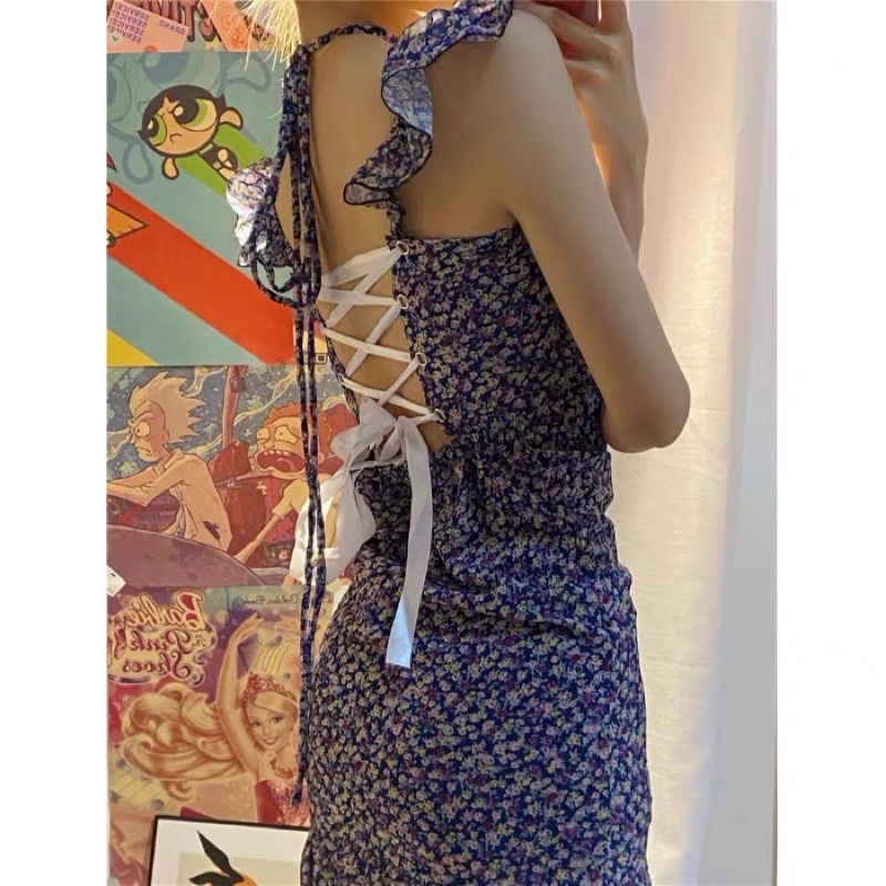 |FUKKA DRESS| Đầm hoa tay cánh tiên dây buột lưng TLÉA