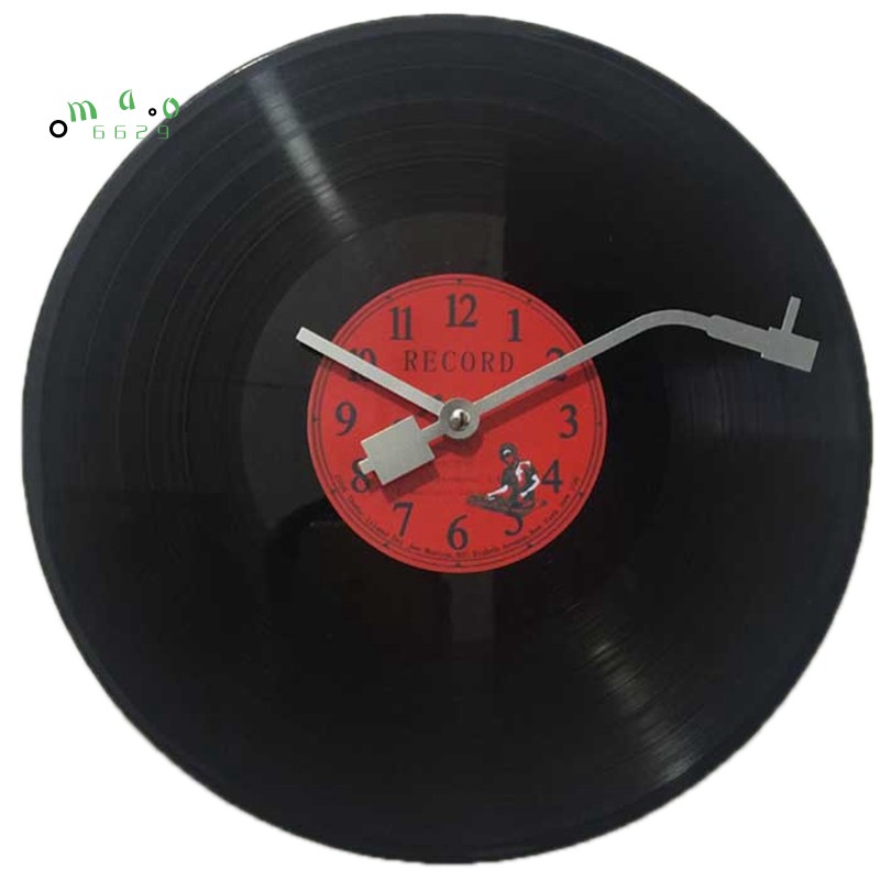 Đồng hồ treo trang trí tường hình đĩa than ghi âm Vinyl kiểu dáng cổ châu Âu