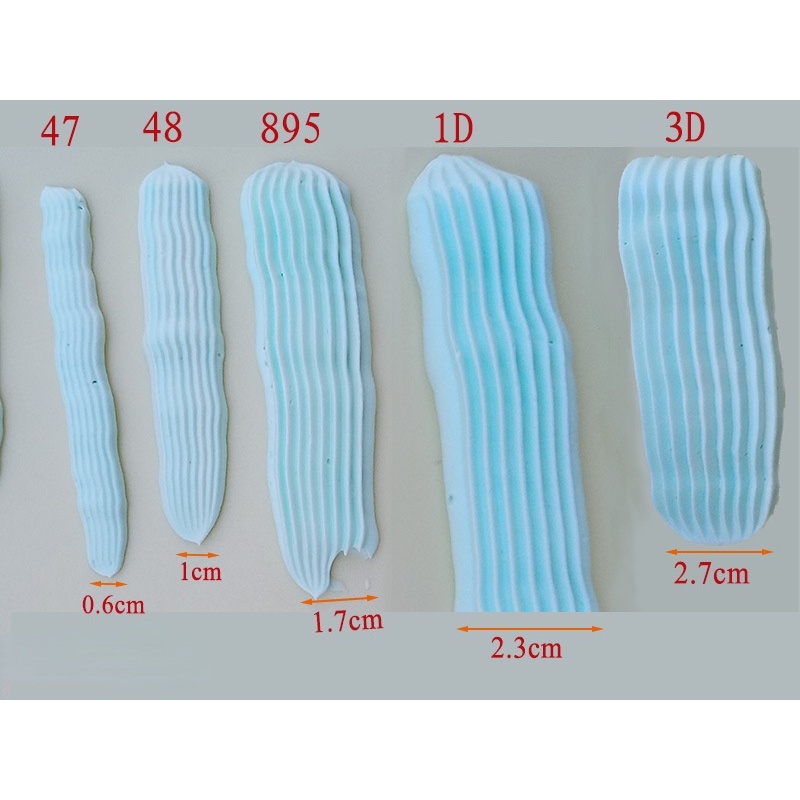Set 5 đuôi bắt bông kem trang trí bánh bằng thép không gỉ 3D # 1D # 895 # 48 # 47