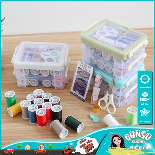 Bộ hộp đựng kim chỉ may vá quần áo đa năng 22 chi tiết kim khâu, chỉ may, thước dây may đo dunsu