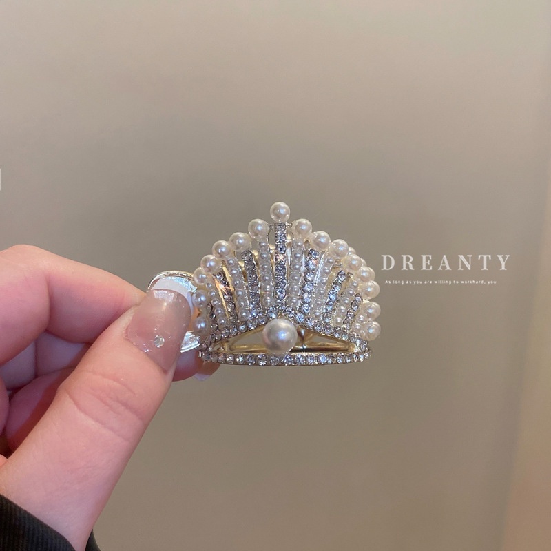 Kẹp Tóc Hình Vương Miện Đính Ngọc Trai Thời Trang Hàn Quốc