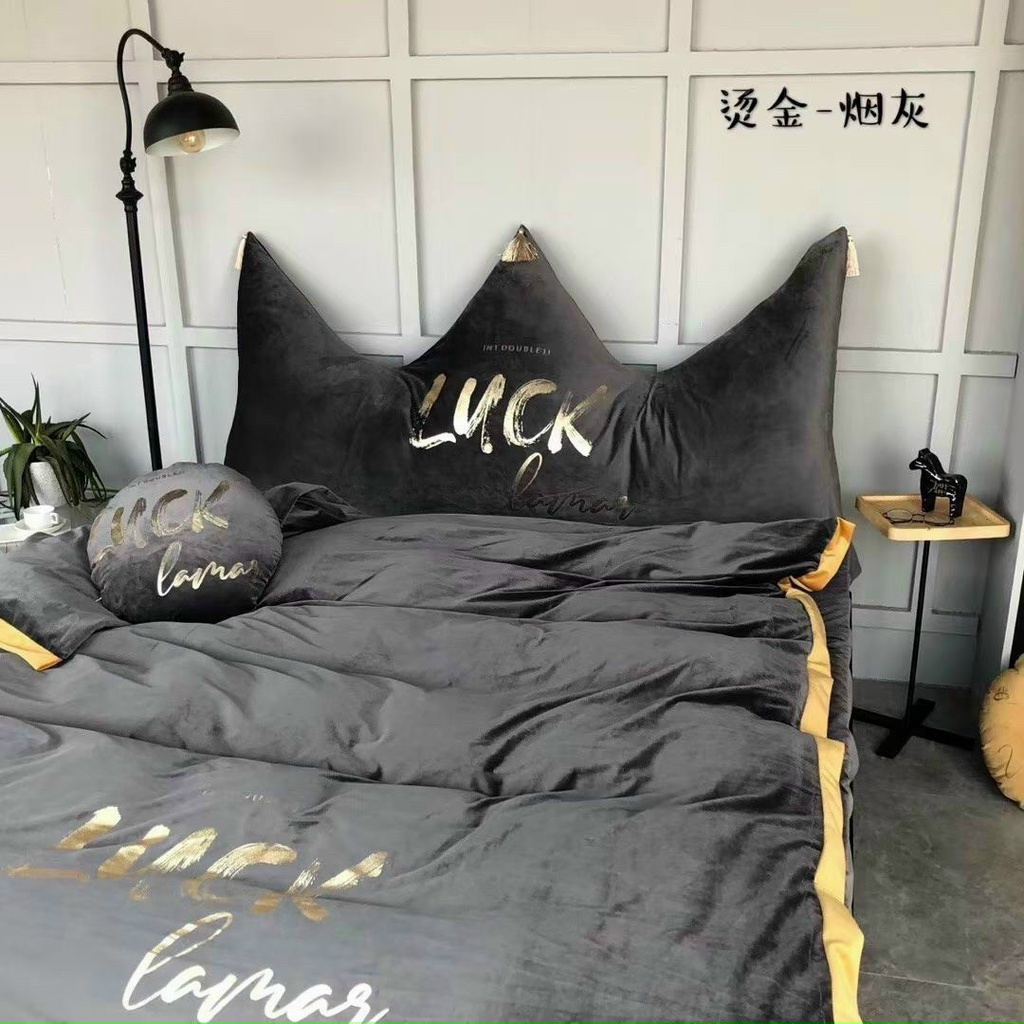 Gối tựa đầu giường mẫu vương miện lucky,có 2 kích thước 1m5/1m8-hàng nhập khẩu