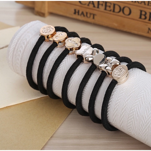 Sét 10 Cột tóc co dãn màu đen nhiều hình cực bền