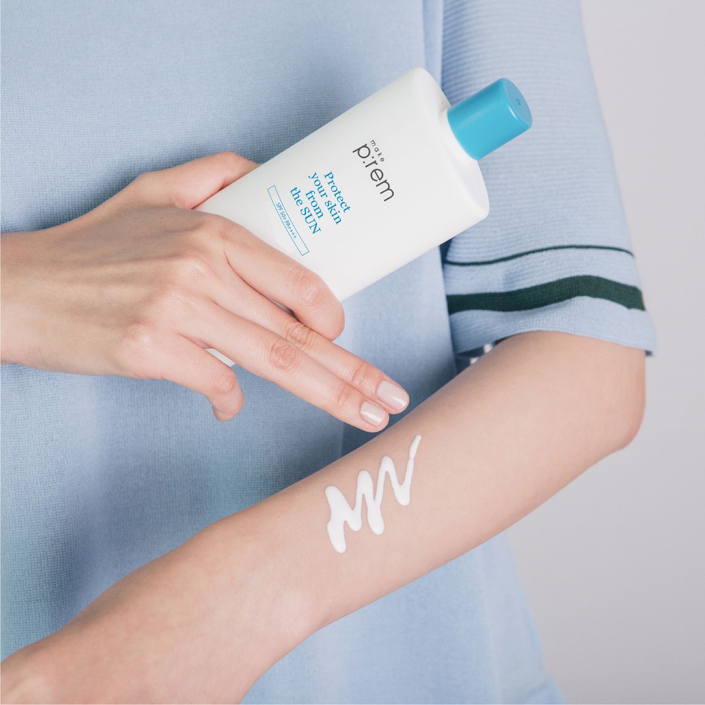Kem chống nắng dạng sữa Make P:rem UV defense me. Blue Ray Sun Fluid | BigBuy360 - bigbuy360.vn