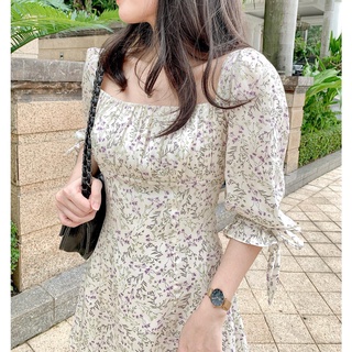 Đầm CAREN - Đầm hoa tay lửng phồng nhẹ