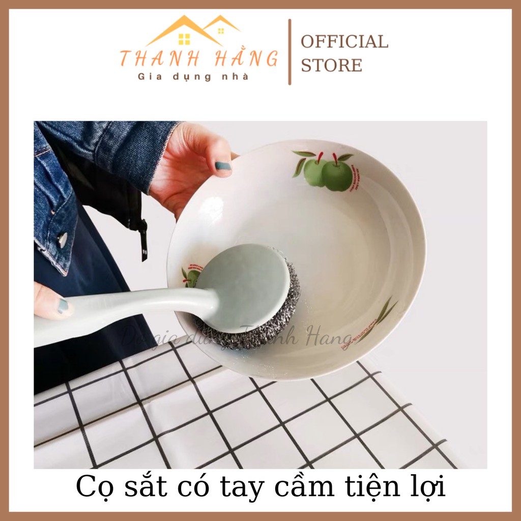 Cọ sắt có tay cầm loại to cao cấp freeship cọ xoong chảo nồi làm sạch vết bẩn