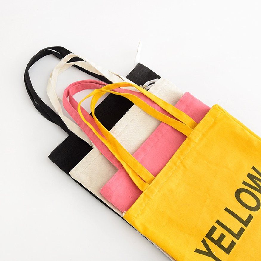 Túi vải bố tote canvas style Hàn Quốc không dệt, có khóa kéo, xách và đeo vai dành cho đi làm, đi chơi