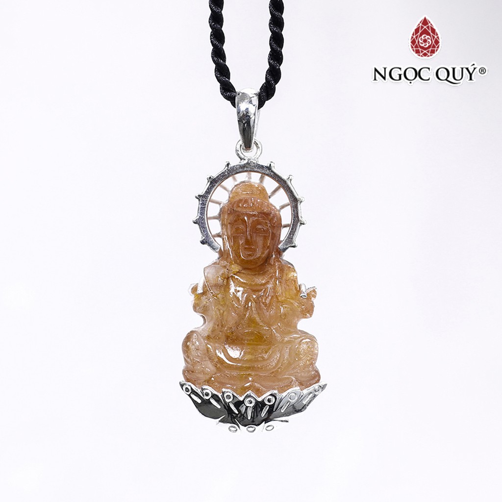 Mặt dây chuyền phật bà TA tóc đỏ cam bọc bạc - Ngọc Quý