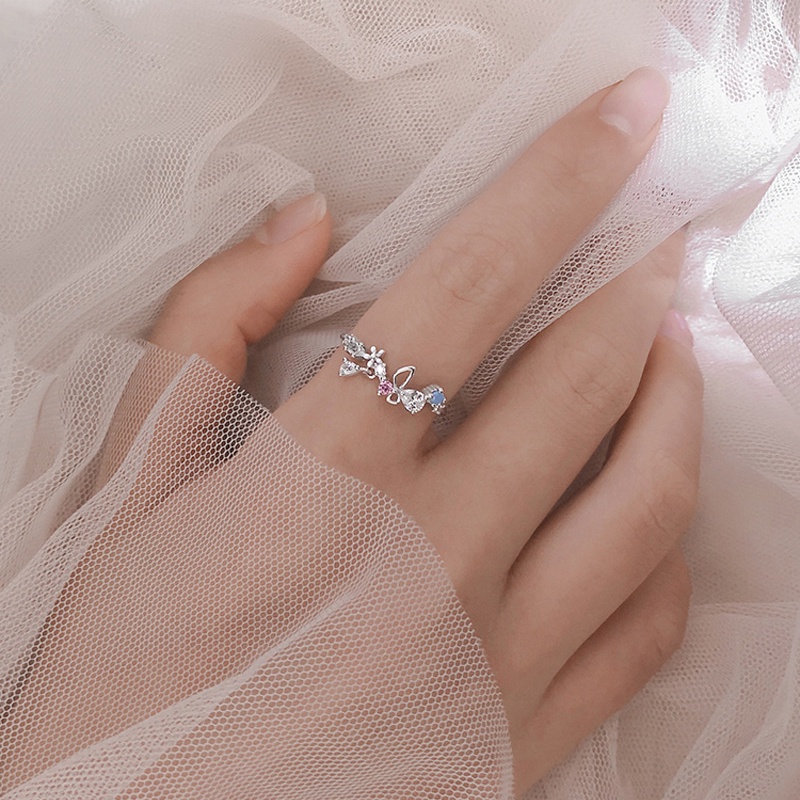 Nhẫn nữ có thể điều chỉnh phong cách Hàn Quốc Nhẫn Zircon sáng bóng