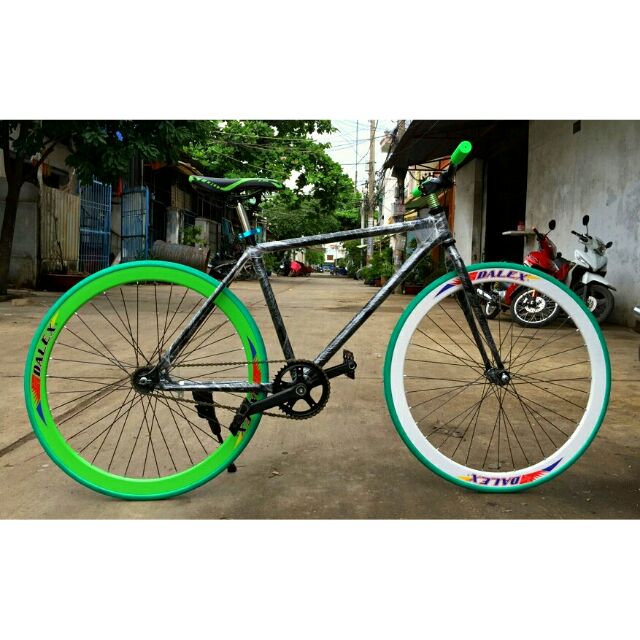 Xe đạp fixed gear single xanh ( Bảo hành 1 năm)