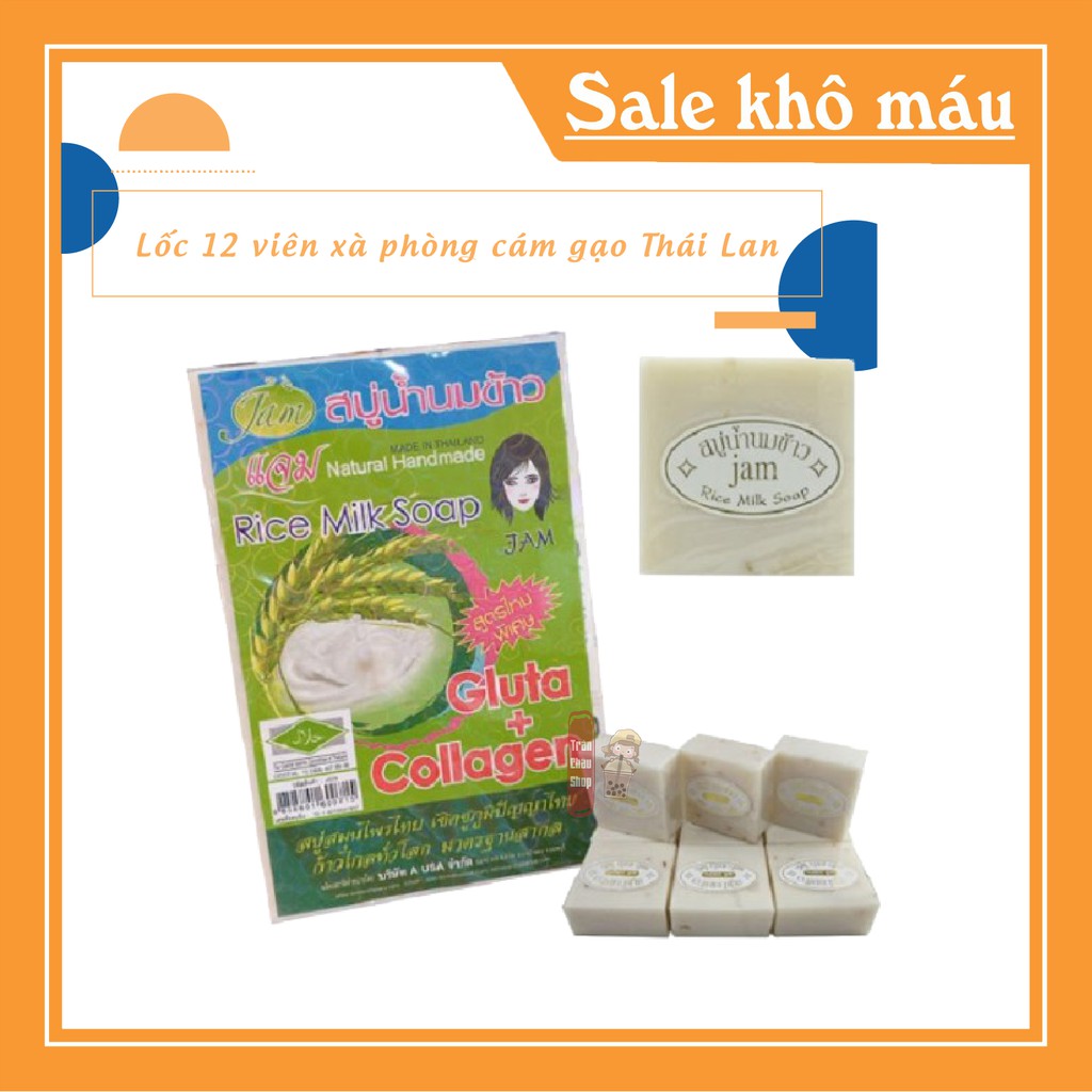 [COMBO HOT] Combo lốc 12 cục xà bông cám gạo dưỡng da Jam Thái Lan