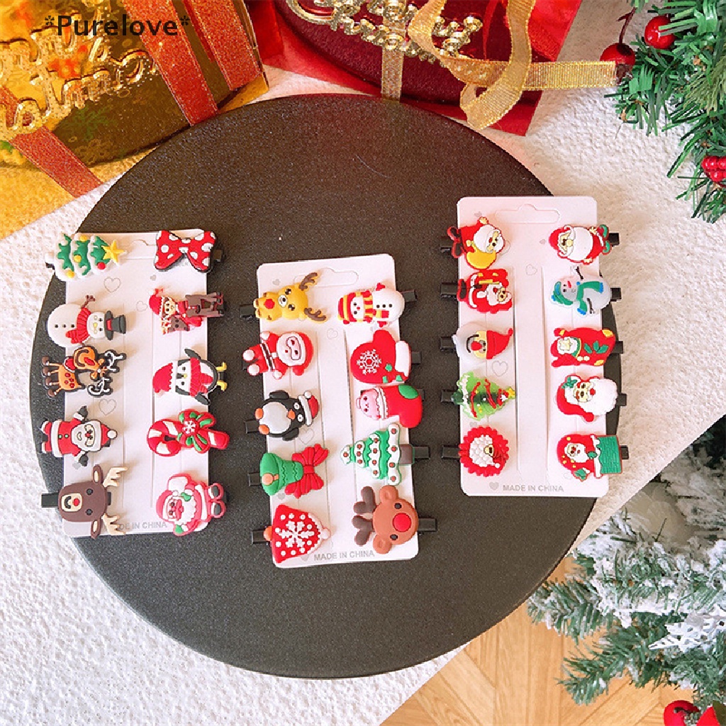 Set 10 Kẹp Tóc Hình Cây Thông Giáng Sinh Dễ Thương Xinh Xắn