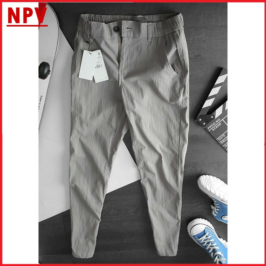 Quần tây nam NPV dáng xuông trẻ trung chất đũi thoáng khí- Quần đũi dài nam ống côn cạp chun dây rút | BigBuy360 - bigbuy360.vn