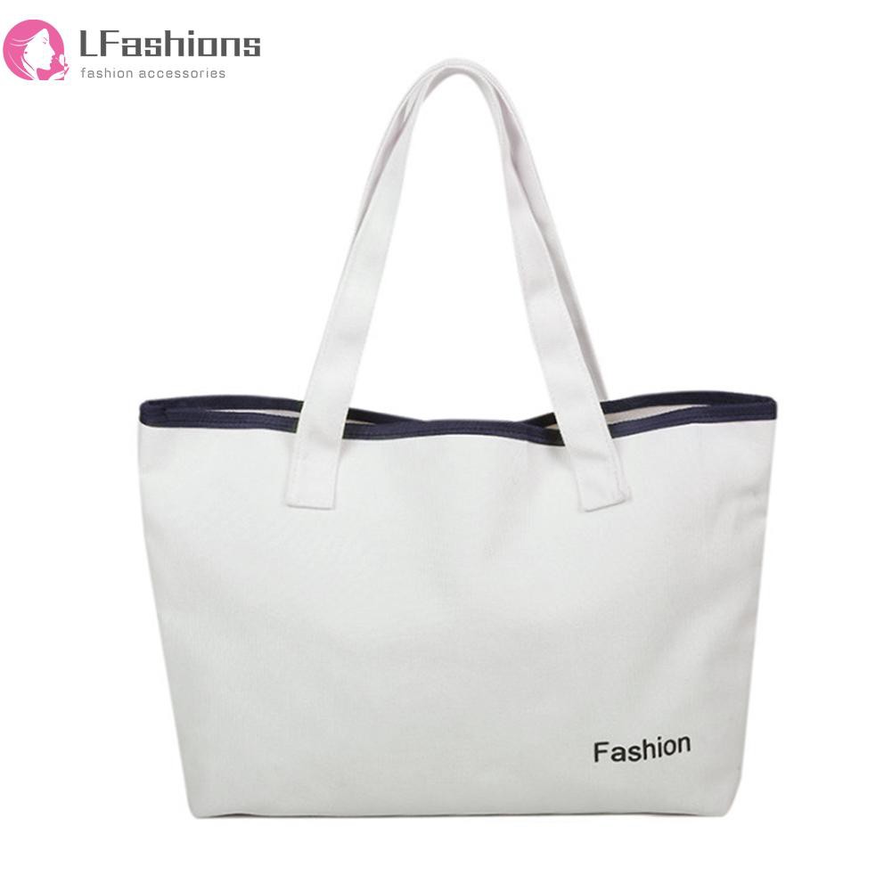 Fashion Women Canvas Letters Printing Shoulder Bag Large Capacity Tote Handbags