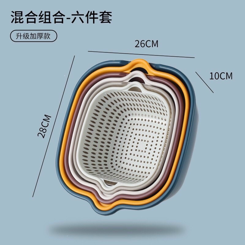 Rổ vuông Rửa Trái CâyFREESHIPRổ Nhựa Kèm Chậu 2 Trong 1 Mẫu Mới Hàng Loại Dày Dặn