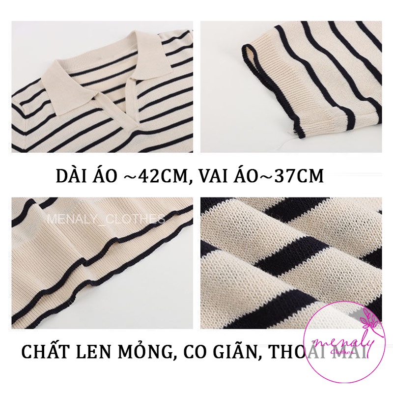 Áo len mongtoghi cộc tay hàn quốc AH038, mẫu áo len mỏng cổ đức thích hợp mùa hè thu mát mẻ | BigBuy360 - bigbuy360.vn