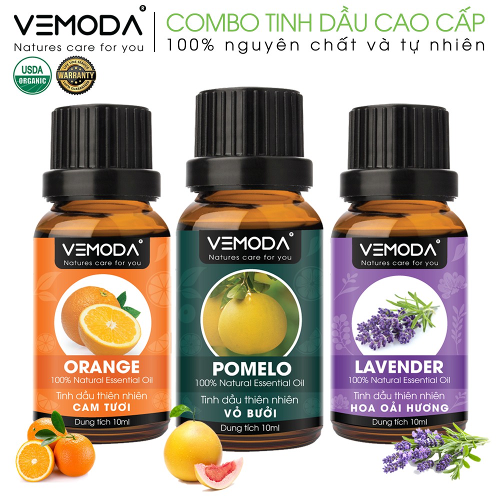 Tinh dầu xông phòng cao cấp Vemoda gồm: Oải hương + Vỏ bưởi MG + Cam tươi