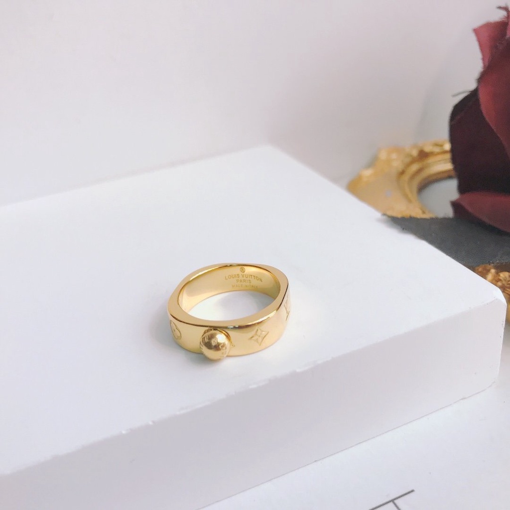 Nhẫn Louis Vuitton Phong Cách Hàn Quốc Đơn Giản Mạ Vàng / Bạc 925 Dành Cho Nữ