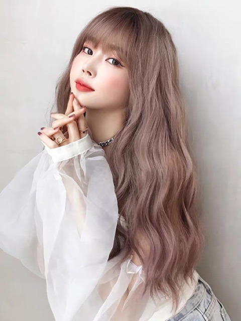 Tóc giả nguyên đầu xù lửng  hồngFREESHIP❤️❤️ mã 8184