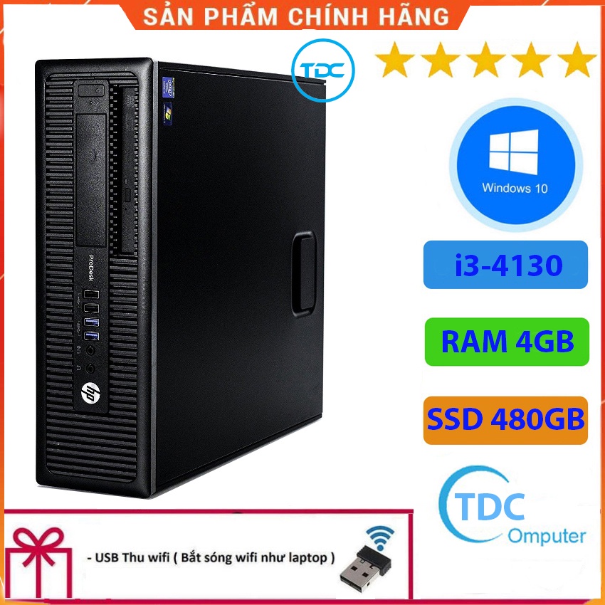 Case máy tính để bàn HP 400G1/600G1 CPU core i3-4130 Ram 4GB SSD 480GB Tặng USB thu Wifi