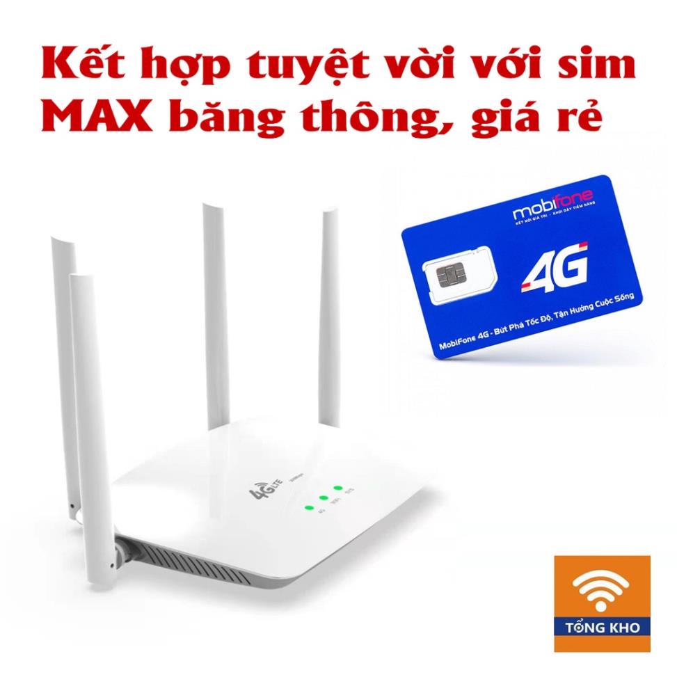 Bộ phát wifi 4G/3G chạy từ sim 4G LTE - R102 - 4 ăngten dùng cho nơi không có đường truyền internet