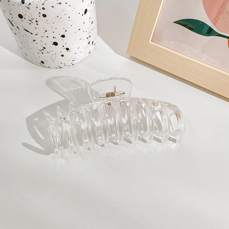 Kẹp tóc nhựa acrylic trong suốt màu trắng thời trang Hàn Quốc