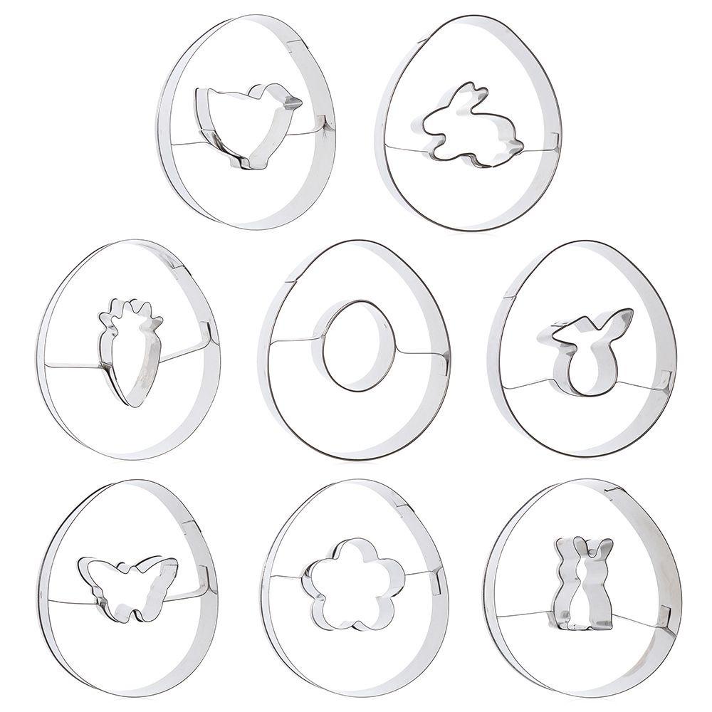 YOLA Khuôn Inox Làm Bánh &amp; Trứng Phục Sinh Hình Bướm &amp; Thỏ Phục Sinh