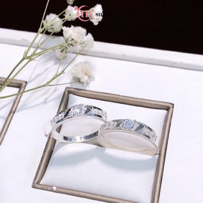 Nhẫn đôi bạc CHY SILVER đính đá nhẹ nhàng bạc ta