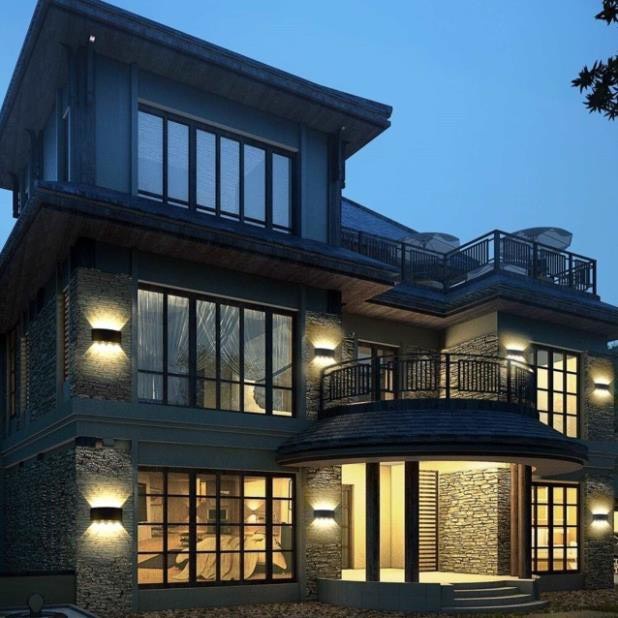 VỎ KIM LOẠI_Đèn trang trí hắt tường 2 đầu 8w chống nước
