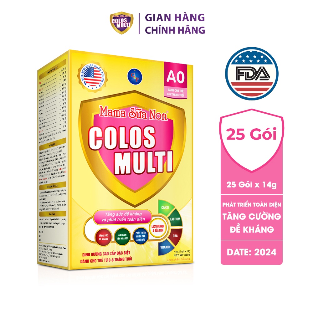 Sữa bột Colosmulti A0 hộp 25 gói x 14g hỗ trợ tăng cường sức đề kháng cho trẻ