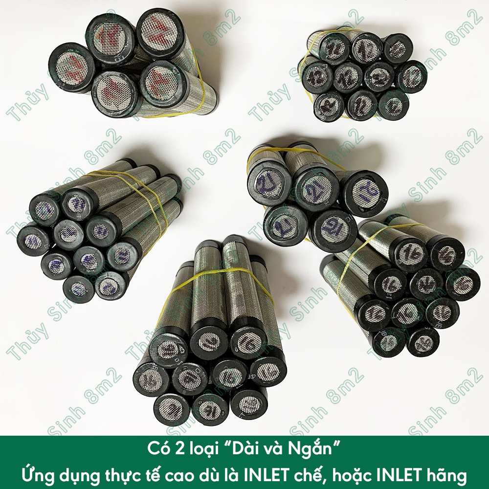 Bịt Tép Inox 304 DIY Dài và Ngắn - Đủ size Fi 12, Fi 16, Fi 18, Fi 21 - Chặn Rác Li Ti, Cá Tép Con Hồ Thủy Sinh - 8m2
