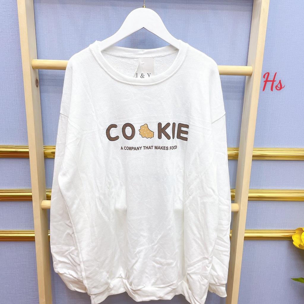Áo Nam Nữ Sweater Trắng Unisex In Bánh Cookie Chất Nỉ Chân Cua NinaStore - SP000594
