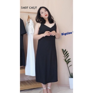 Đầm bigsize 2 dây dáng suông dài