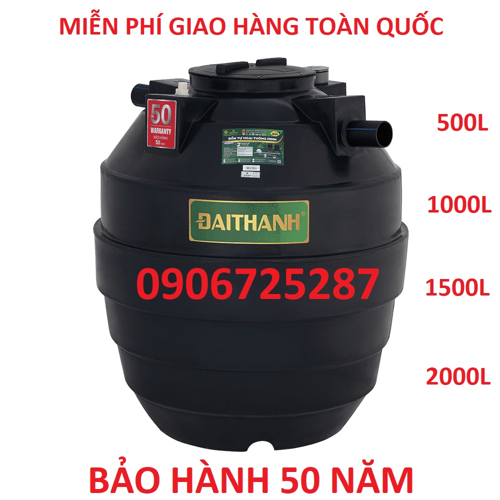 Bồn tự hoại 500L, 1000L, 1500L, 2000L, hầm GA, hố phân, bể phốt Đại thành, tiện lợi