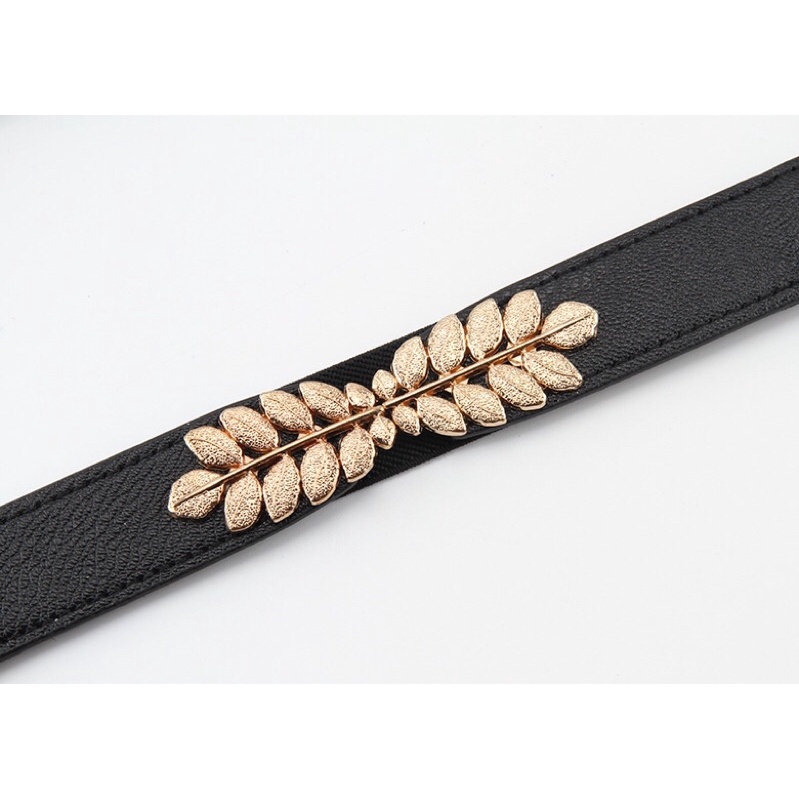 Đai Thắt lưng váy mặt lá bản nhỏ 2.3cm ĐV015 vàng nhẹ sang chảnh - Belt nịt váy đầm chun eo simsimshop